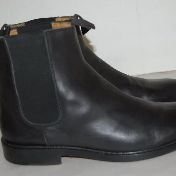 US 10.5 🔥 Polo Ralph Lauren Men's Black Leather Riding Biker Ankle Boots $1200